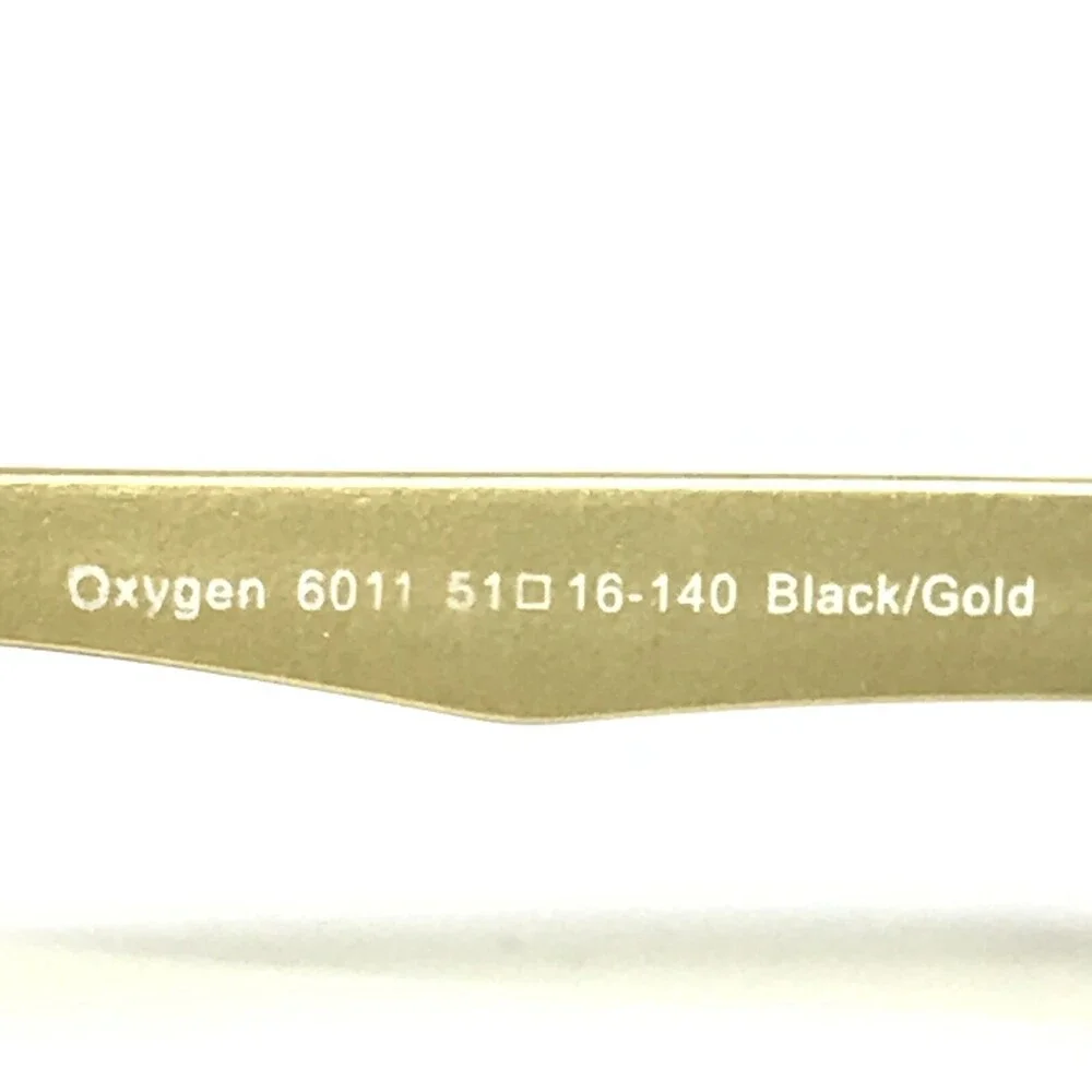 Oxygen Eyeglasses Frames 6011 Black/Gold Ultem Matte Rectangular 51-16-140